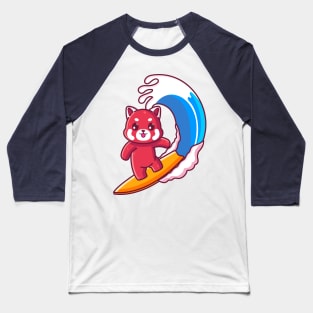 Cute red panda surfing summer vacation Baseball T-Shirt